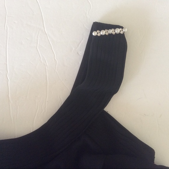 SL FASHIONS BLACK ONE SHOULDER TIERED DRESS SMALL - Picture 5 of 6